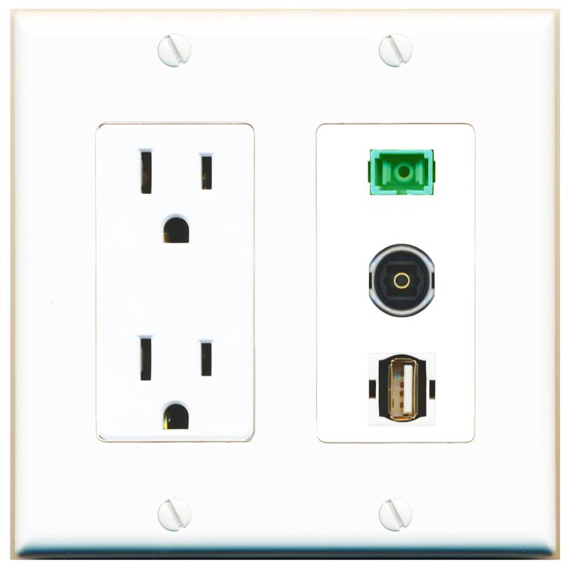 1 SC-APC-SX 1 TOSLINK 1 USB2 Wall Plate [White]