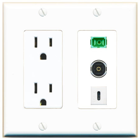 1 SC-APC-SX 1 TOSLINK 1 USBC Wall Plate [White]