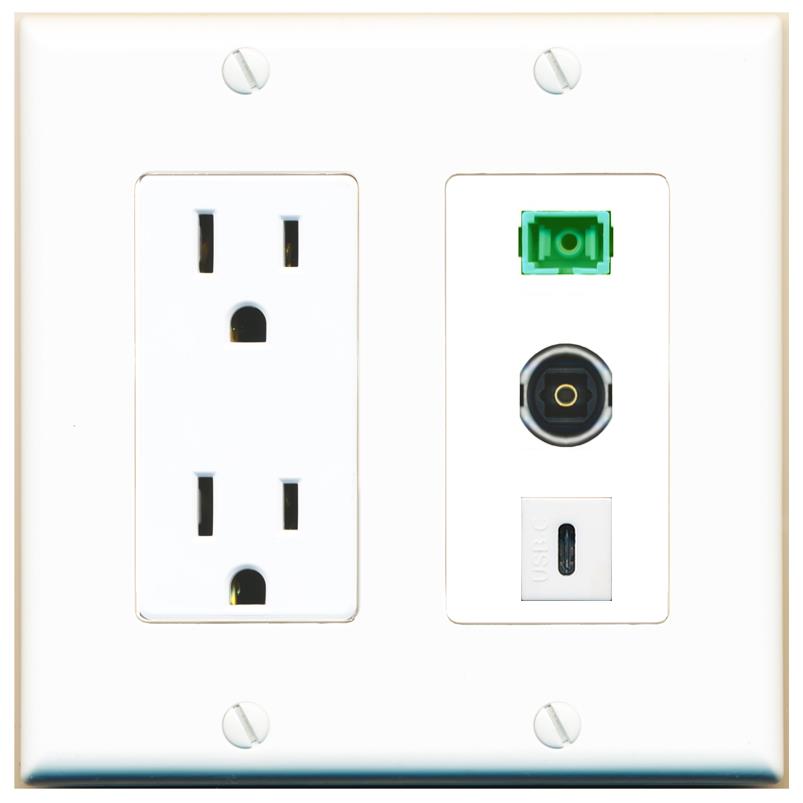 1 SC-APC-SX 1 TOSLINK 1 USBC Wall Plate [White]