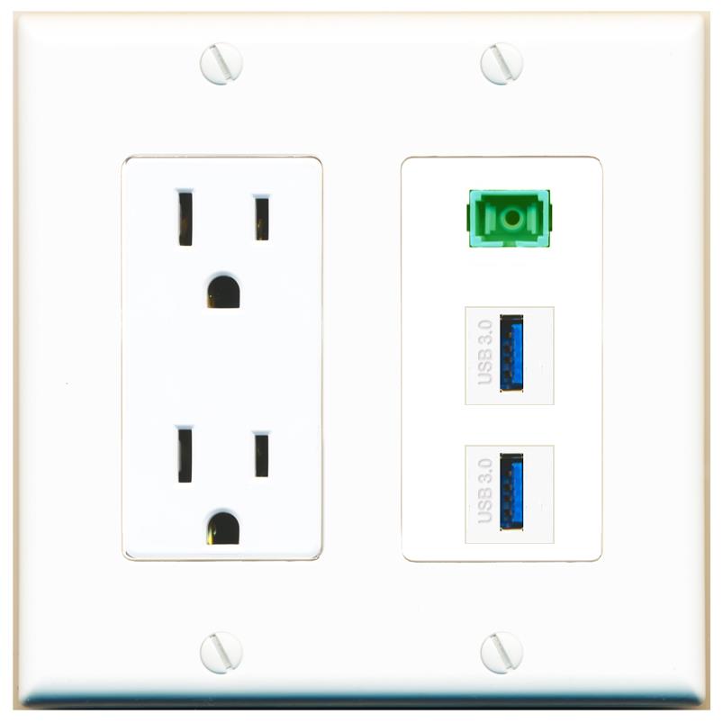 1 SC-APC-SX 2 USB-3 Wall Plate [White]