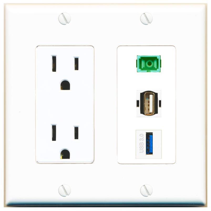 1 SC-APC-SX 1 USB-3 1 USB2 Wall Plate [White]