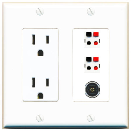 2 SPEAKER 1 TOSLINK Wall Plate [White]