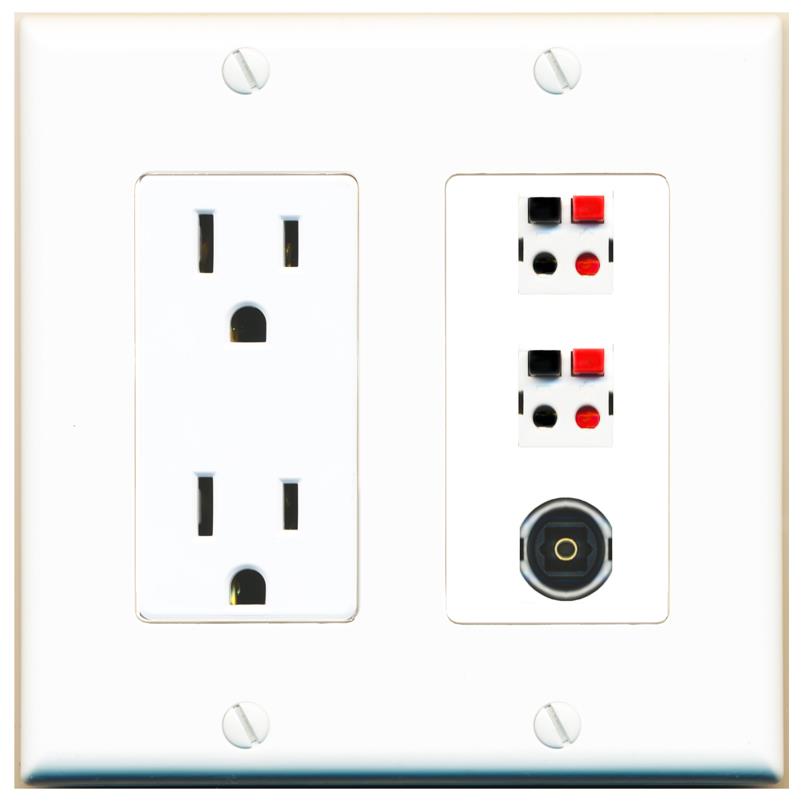 2 SPEAKER 1 TOSLINK Wall Plate [White]