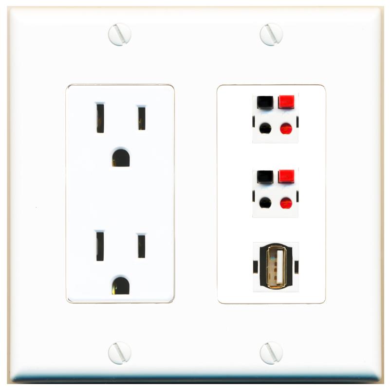 2 SPEAKER 1 USB2 Wall Plate [White]