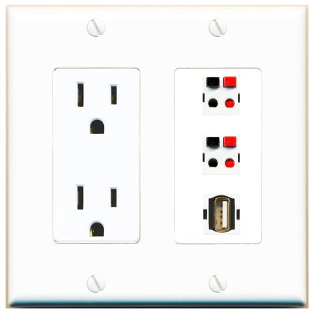 2 SPEAKER 1 USB2 Wall Plate [White]