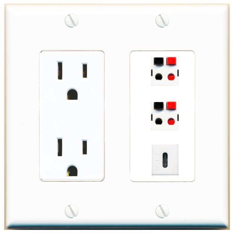 2 SPEAKER 1 USBC Wall Plate [White]