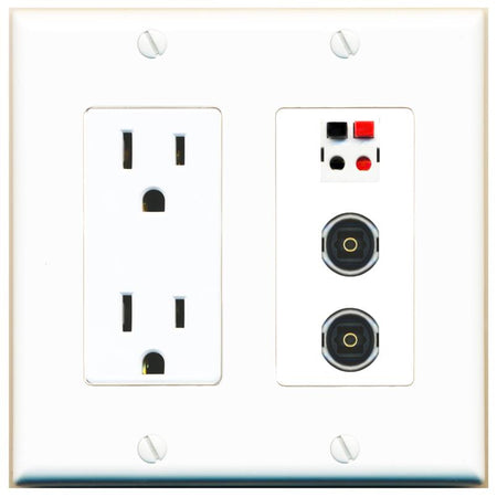 1 SPEAKER 2 TOSLINK Wall Plate [White]