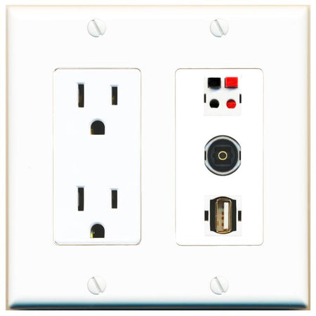 1 SPEAKER 1 TOSLINK 1 USB2 Wall Plate [White]