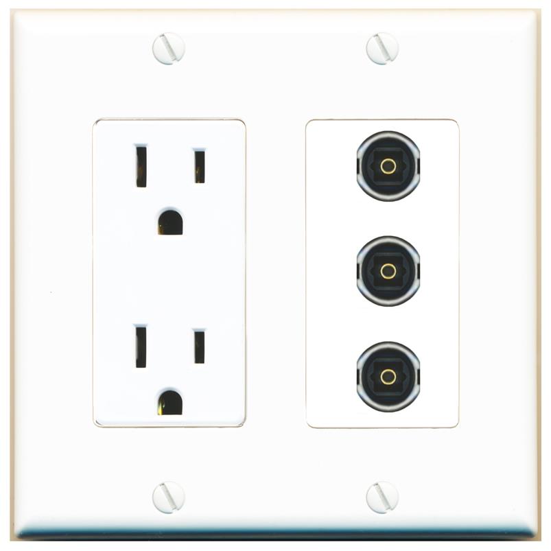 3 TOSLINK Wall Plate [White]