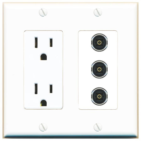 3 TOSLINK Wall Plate [White]