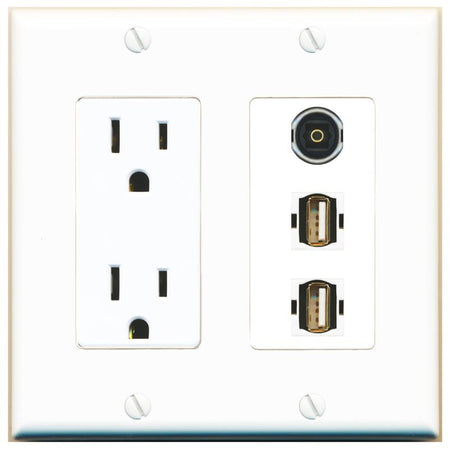 1 TOSLINK 2 USB2 Wall Plate [White]