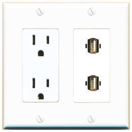 2 USB2 Wall Plate [White]