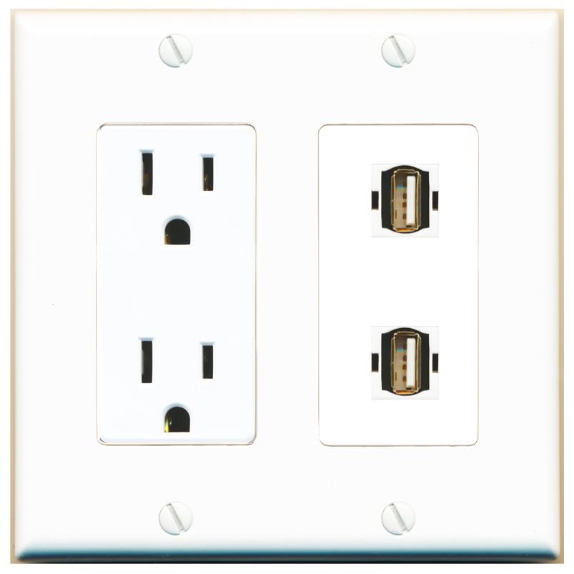 2 USB2 Wall Plate [White]
