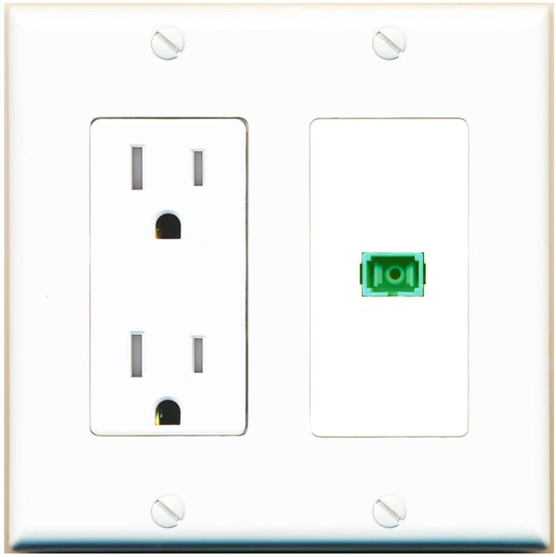 RiteAV SC-APC-SX Wall Plate with Tamper Resistant Power Outlet [White]