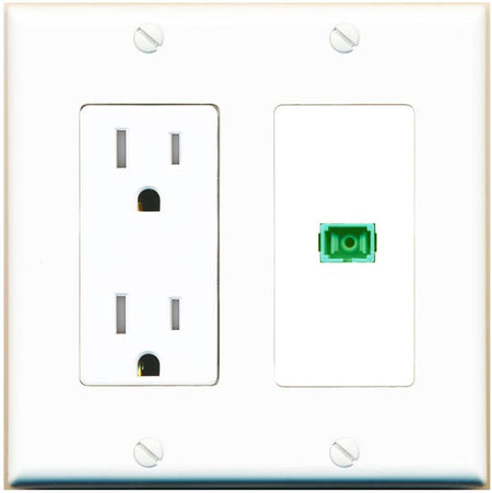 RiteAV SC-APC-SX Wall Plate with Tamper Resistant Power Outlet [White]