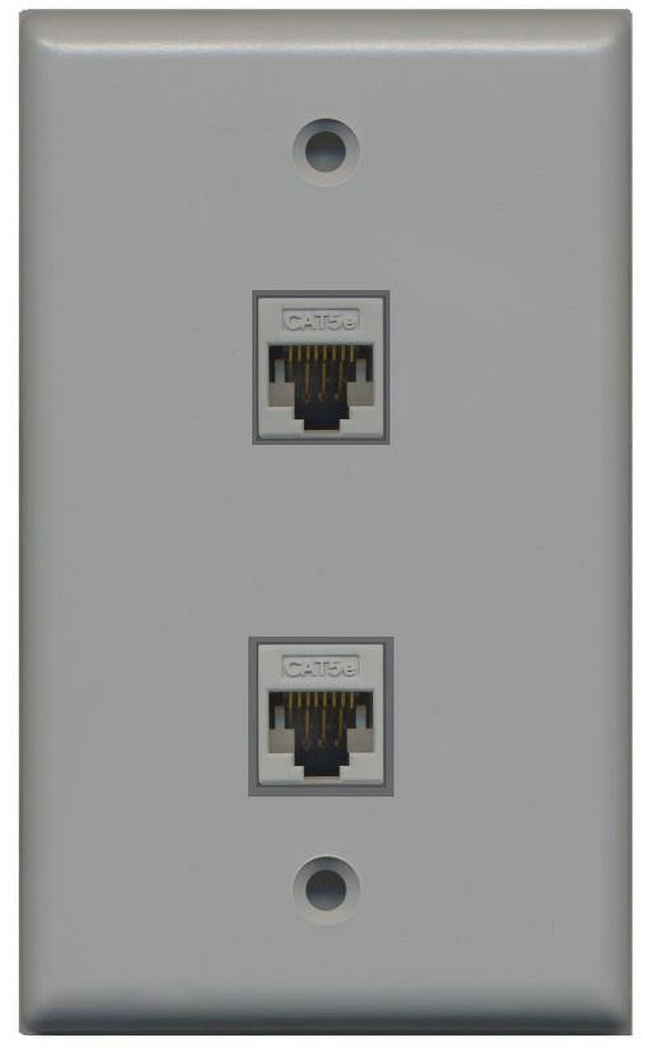 RiteAV 1 Gang 2 Port Cat5e Wall Plate - Gray - Bracket Included