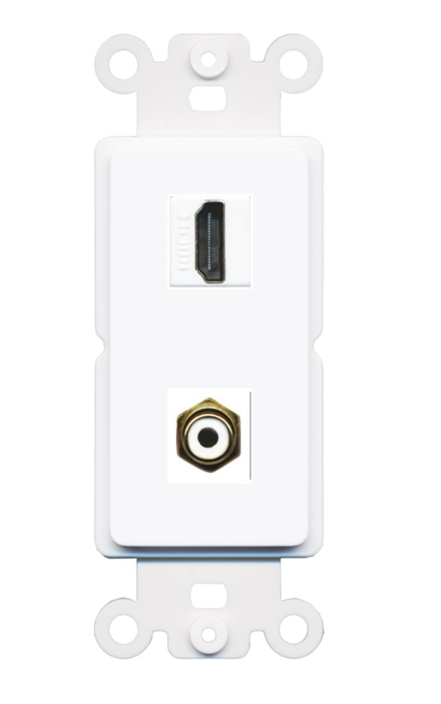 RiteAV - HDMI RCA (White) Port Wall Plate Decorative (Rocker) White