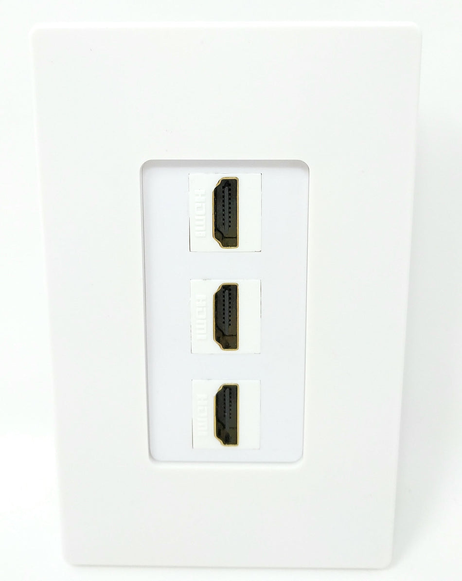 RiteAV - 3 Port HDMI 2.0 Decorative Screwless Wall Plate (White)
