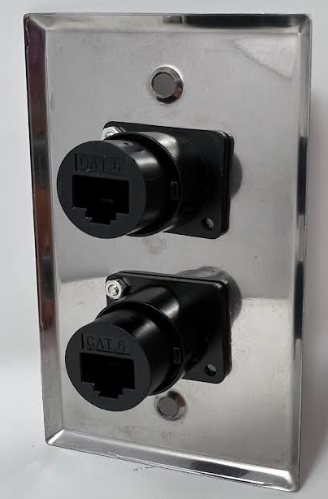 2 Port Cat6 D Series Heavy Duty Pass Through Solderless Stainless Steel Wall Plate [2 Pack]