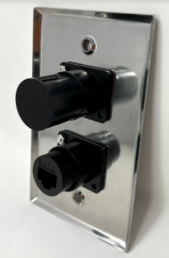 1 Port HDMI/1 Port Cat6 D Series Heavy Duty Pass Through Solderless Stainless Steel Wall Plate - HDMI Angled Exit [2 Pack]