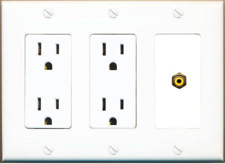 RiteAV RCA-YELLOW Wall Plate with Dual 15A Power Outlets