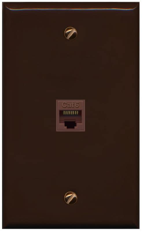 RiteAV 1 Port Cat6 Ethernet Wall Plate Female-Female - Flat [Brown/Brown]