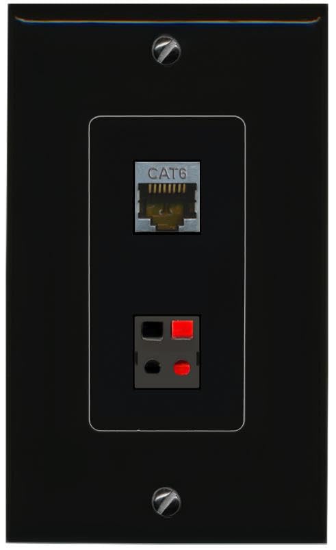RiteAV CAT6-SHIELDED Speaker Wall Plate Decorative [Black]