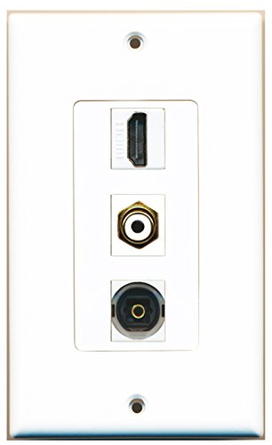 RiteAV Single Gang HDMI RCA and 1 x Toslink Optical Port White Wall Plate OVERSIZED