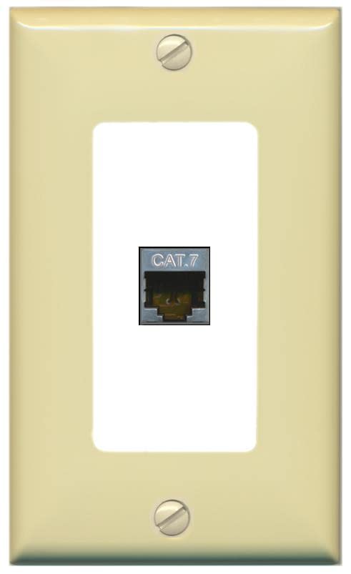 RiteAV 1 Port Cat7 Shielded Ethernet Wall Plate - 1 Gang [Ivory/White]