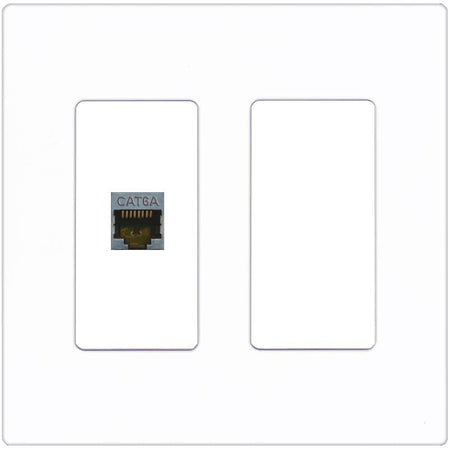 RiteAV 1 Port Cat6A Wall Plate - 2 Gang [Screwless White]