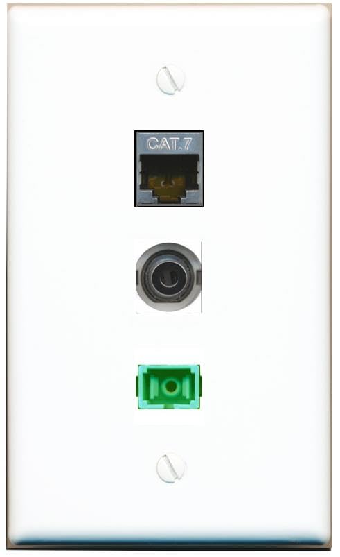 RiteAV - 3-5MM CAT7 SC-APC Singlemode Simplex Wall Plate Flat White