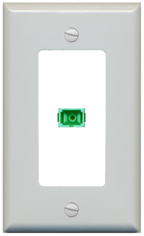 RiteAV 1 Port Fiber Optic Coupler Jack SC Simplex Singlemode APC Wall Plate-1 Gang Gray/White