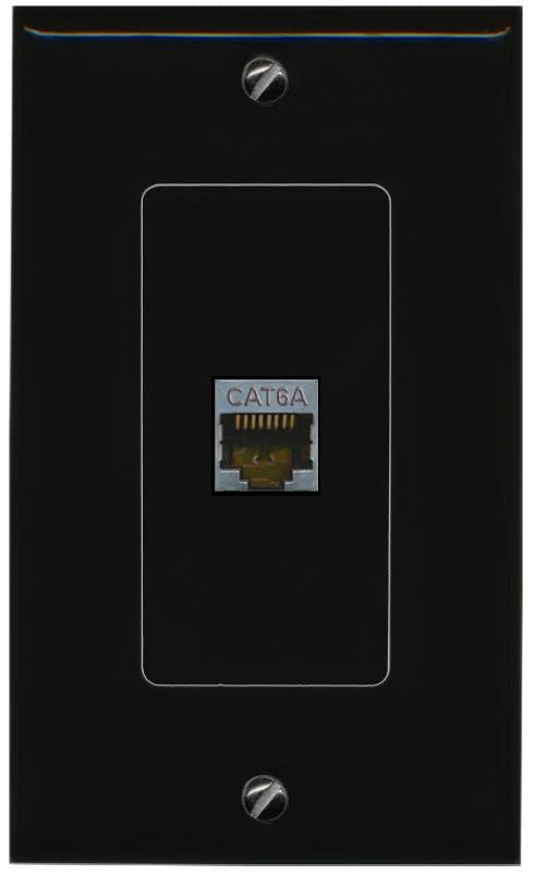 RiteAV 1 Port Cat6A Wall Plate - 1 Gang [Black/Black]