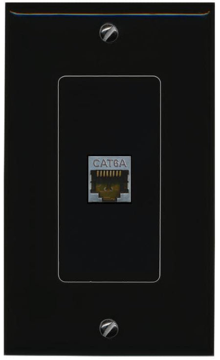 RiteAV 1 Port Cat6A Wall Plate - 1 Gang [Black/Black]