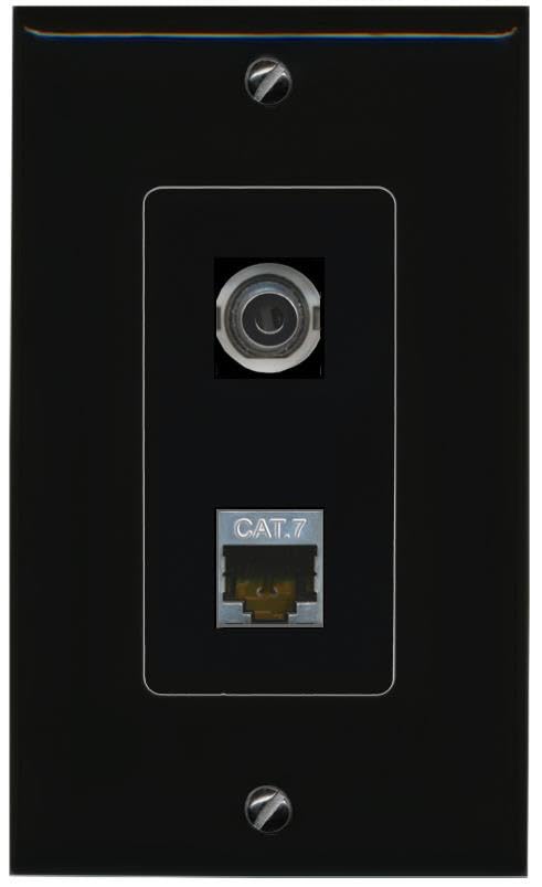 RiteAV 3.5mm CAT7 Wall Plate Decorative [Black]