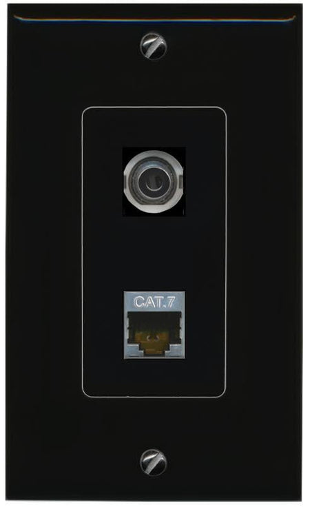 RiteAV 3.5mm CAT7 Wall Plate Decorative [Black]