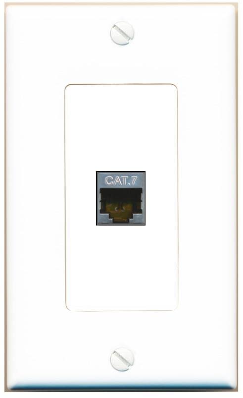 RiteAV 1 Port Cat7 Shielded Ethernet Wall Plate - 1 Gang [White/White]