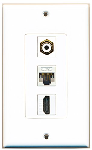 RiteAV 1 Port HDMI 1 Port RCA White 1 Port Cat5e Ethernet White Wall Plate OVERSIZED