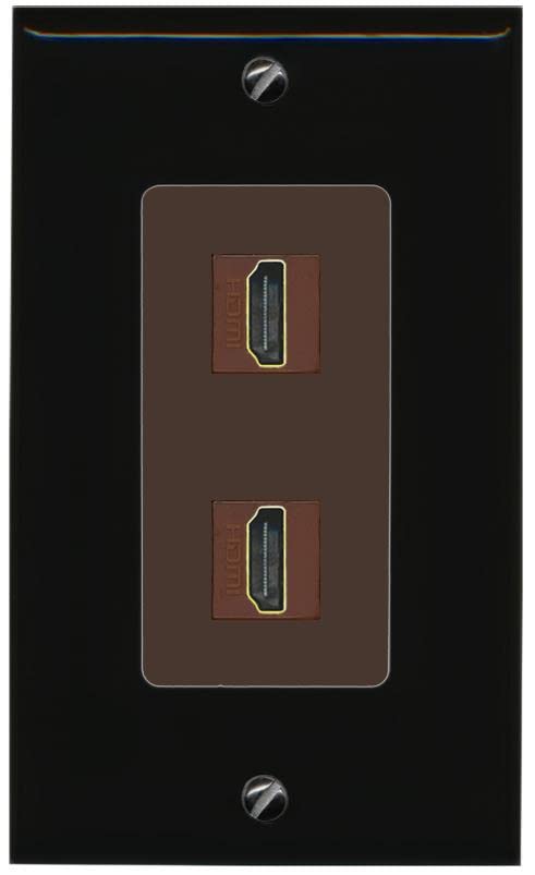 RiteAV HDMI Wall Plate 2 Port - 1 Gang [Black/Brown]