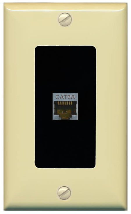 RiteAV 1 Port Cat6A Wall Plate - 1 Gang [Ivory/Black]