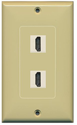 RiteAV (1 Gang Decorative 2 HDMI Ivory Wall Plate Ivory