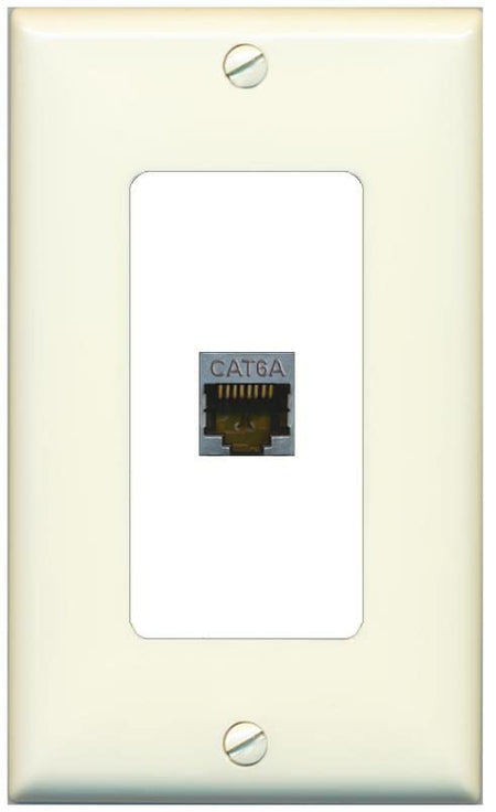 RiteAV 1 Port Cat6A Wall Plate - 1 Gang [Light-Almond/White]
