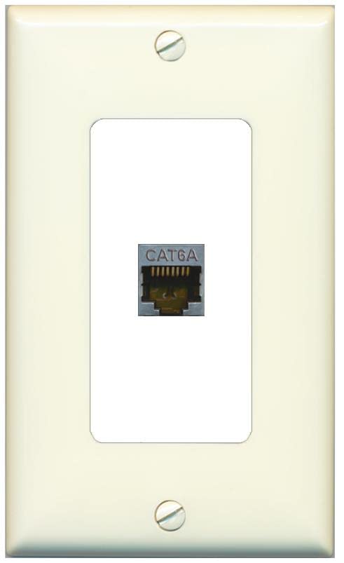 RiteAV 1 Port Cat6A Wall Plate - 1 Gang [Light-Almond/White]