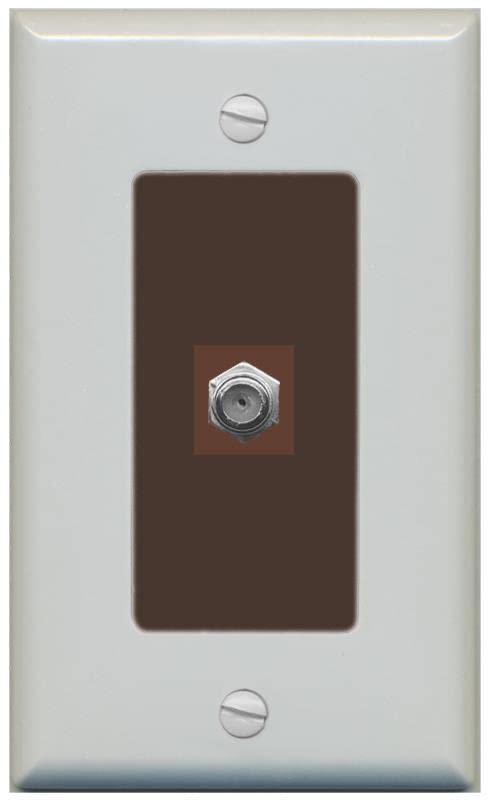 RiteAV 1 Port Coax Cable TV F-Type Wall Plate - 1 Gang [Gray/Brown]