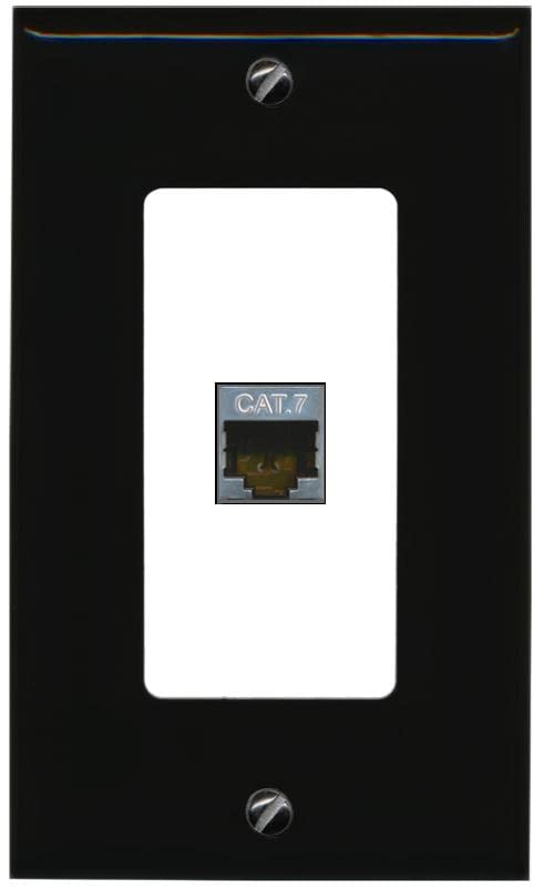 RiteAV 1 Port Cat7 Shielded Ethernet Wall Plate - 1 Gang [Black/White]