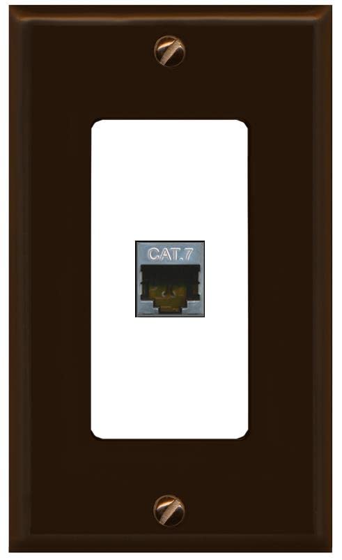 RiteAV 1 Port Cat7 Shielded Ethernet Wall Plate - 1 Gang [Brown/White]