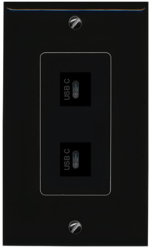 RiteAV 2 USBC Wall Plate Decorative [Black]