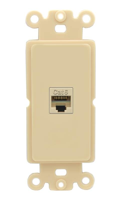 RiteAV 1 Port Cat6 Ethernet Wall Plate Female-Female - Rocker [Ivory/Ivory]