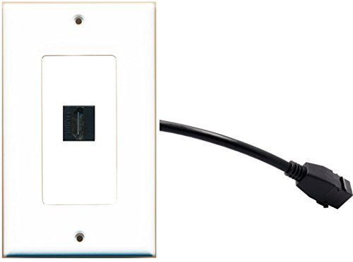 RiteAV 1 Gang HDMI Wall Plate OVERSIZED w/Pigtail Extension Cable White