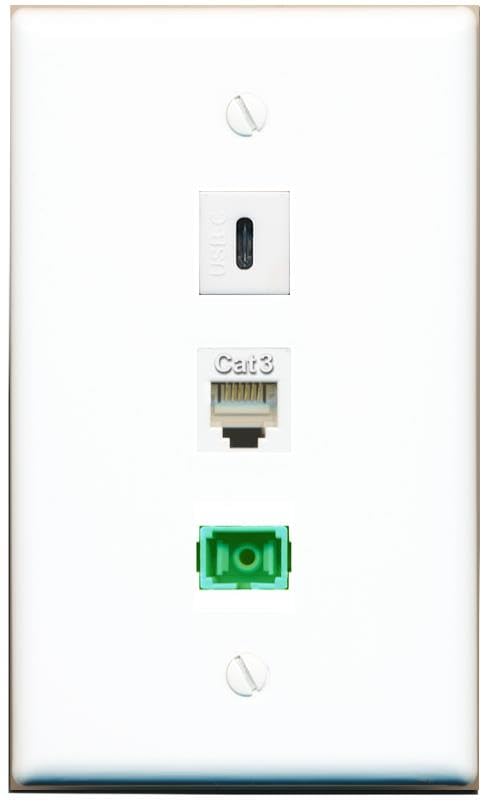 RiteAV - PHONE SC-APC Singlemode Simplex USBC Wall Plate Flat White